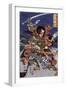 The Samurai Warriors Ichijo Jiro Tadanori and Notonokami Noritsune, Japanese Wood-Cut Print-Lantern Press-Framed Art Print