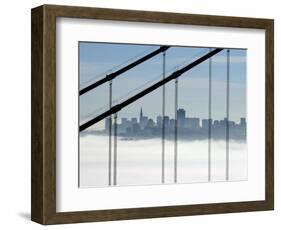 The San Francisco Skyline is Seen Through the Golden Gate Bridge on a Foggy Morning-null-Framed Photographic Print