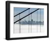 The San Francisco Skyline is Seen Through the Golden Gate Bridge on a Foggy Morning-null-Framed Photographic Print