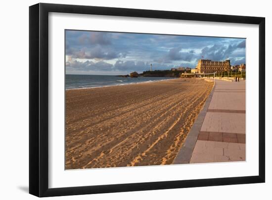 The Sandy Beach and Promenade in Biarritz, Pyrenees Atlantiques, Aquitaine, France, Europe-Martin Child-Framed Photographic Print