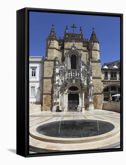 The Santa Cruz Church, with Manueline Facade, on the Praca 8 De Maio Square, Coimbra, Beira Litoral-Stuart Forster-Framed Stretched Canvas