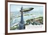 The Santos Dumont Air-Ship Rounding the Eiffel Tower, on October 19th 1901-null-Framed Giclee Print