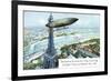 The Santos Dumont Air-Ship Rounding the Eiffel Tower, on October 19th 1901-null-Framed Giclee Print