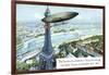 The Santos Dumont Air-Ship Rounding the Eiffel Tower, on October 19th 1901-null-Framed Giclee Print