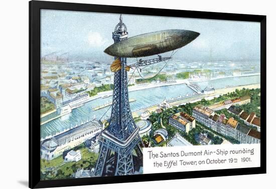 The Santos Dumont Air-Ship Rounding the Eiffel Tower, on October 19th 1901-null-Framed Giclee Print