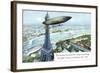 The Santos Dumont Air-Ship Rounding the Eiffel Tower, on October 19th 1901-null-Framed Giclee Print