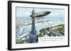 The Santos Dumont Air-Ship Rounding the Eiffel Tower, on October 19th 1901-null-Framed Giclee Print