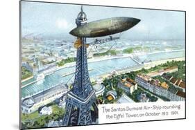 The Santos Dumont Air-Ship Rounding the Eiffel Tower, on October 19th 1901-null-Mounted Giclee Print