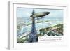 The Santos Dumont Air-Ship Rounding the Eiffel Tower, on October 19th 1901-null-Framed Giclee Print