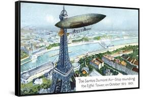 The Santos Dumont Air-Ship Rounding the Eiffel Tower, on October 19th 1901-null-Framed Stretched Canvas