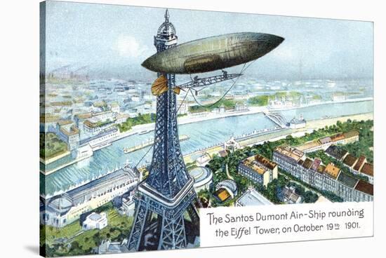 The Santos Dumont Air-Ship Rounding the Eiffel Tower, on October 19th 1901-null-Stretched Canvas