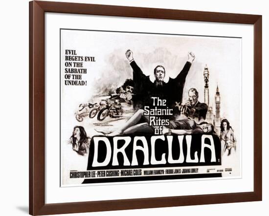 The Satanic Rites of Dracula, Christopher Lee, Peter Cushing, 1973-null-Framed Art Print