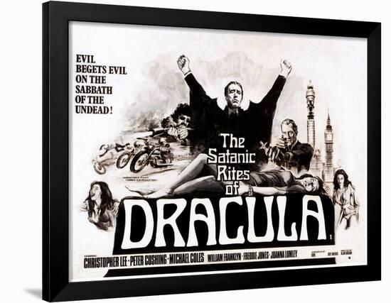 The Satanic Rites of Dracula, Christopher Lee, Peter Cushing, 1973-null-Framed Art Print