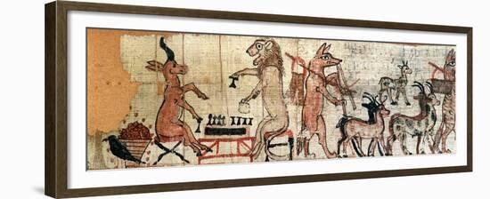 The Satirical Papyrus, Detail from the Left Hand Side Showing a Lion and an Antelope Playing-null-Framed Giclee Print
