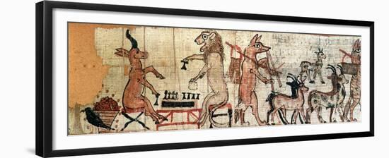 The Satirical Papyrus, Detail from the Left Hand Side Showing a Lion and an Antelope Playing-null-Framed Giclee Print