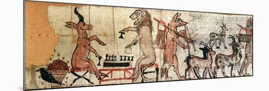 The Satirical Papyrus, Detail from the Left Hand Side Showing a Lion and an Antelope Playing-null-Mounted Giclee Print