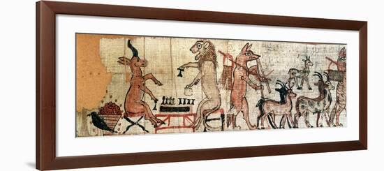 The Satirical Papyrus, Detail from the Left Hand Side Showing a Lion and an Antelope Playing-null-Framed Giclee Print