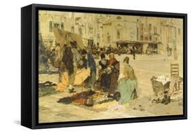 The Saturday Market in Campo San Paolo, Venice, 1882-1883-Giacomo Favretto-Framed Stretched Canvas