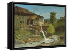 The Sawmill on the River Gauffre-Gustave Courbet-Framed Stretched Canvas