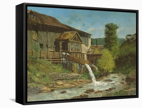 The Sawmill on the River Gauffre-Gustave Courbet-Framed Stretched Canvas