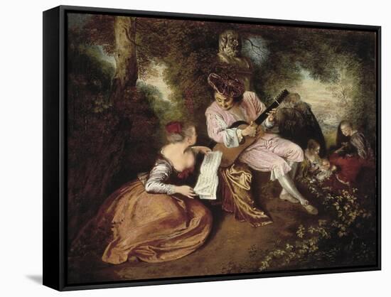 The Scale of Love-Jean Antoine Watteau-Framed Stretched Canvas