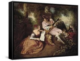 The Scale of Love-Jean Antoine Watteau-Framed Stretched Canvas