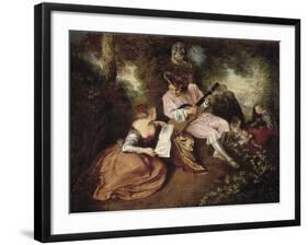 The Scale of Love-Jean Antoine Watteau-Framed Art Print