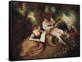 The Scale of Love-Jean Antoine Watteau-Framed Stretched Canvas