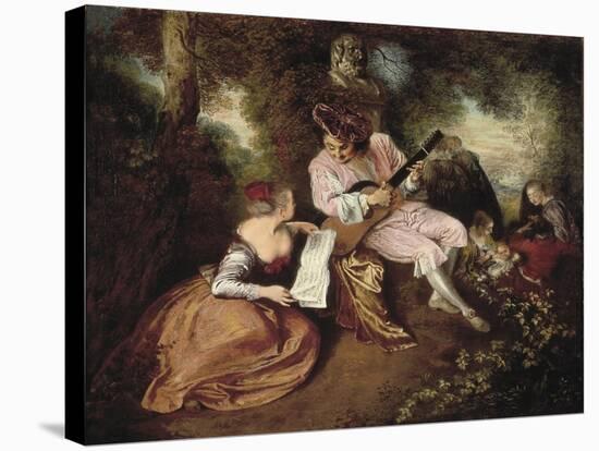 The Scale of Love-Jean Antoine Watteau-Stretched Canvas