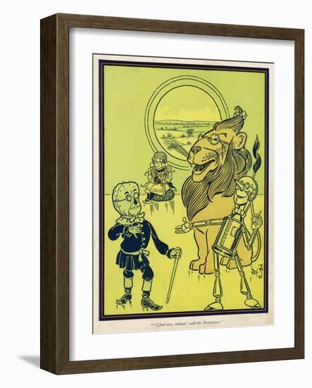 The Scarecrow, the Tin Woodman and the Lion Acquire Heart, Brains and Courage-null-Framed Art Print