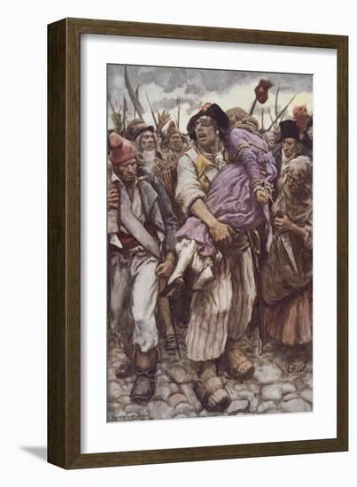 The Scarlet Pimpernel to the Rescue, Illustration for 'The Scarlet Pimpernel' by Baroness Orczy-Arthur C. Michael-Framed Giclee Print