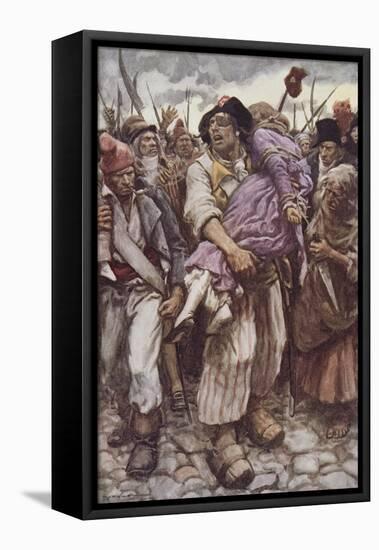 The Scarlet Pimpernel to the Rescue, Illustration for 'The Scarlet Pimpernel' by Baroness Orczy-Arthur C. Michael-Framed Stretched Canvas