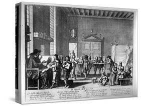 The School Master (Engraving) (B/W Photo)-Abraham Bosse-Stretched Canvas