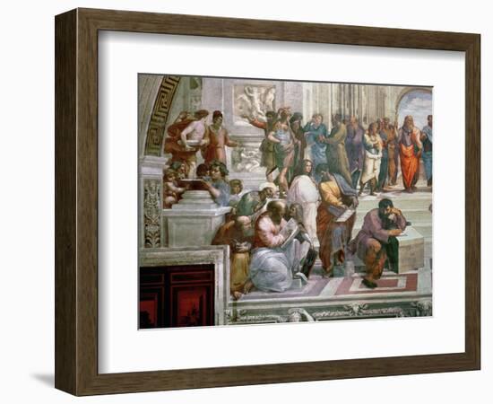 The School of Athens, Detail from the Left Hand Side Showing Pythagoras-Raphael-Framed Premium Giclee Print