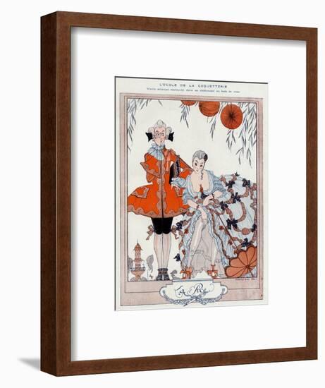 The School of Coquetry!-Georges Barbier-Framed Art Print