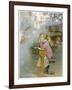 The Schoolgirl at Her Desk Day-Dreams of the Pleasures of the Christmas Holidays-Honor C. Appleton-Framed Art Print