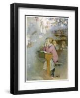 The Schoolgirl at Her Desk Day-Dreams of the Pleasures of the Christmas Holidays-Honor C. Appleton-Framed Art Print