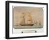 The Schooner La Gazelle, by Francois Roux (1811-1882), Watercolour, France, 19th Century-null-Framed Giclee Print