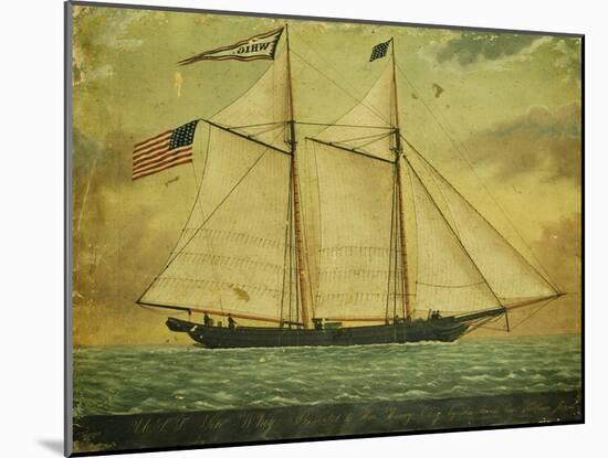 The Schooner Whig, American School, Mid 19th Century-null-Mounted Giclee Print