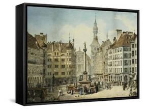 The Schrannenplatz, Munich-Simon Quaglio-Framed Stretched Canvas