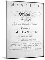 The Score to Handel's Messiah-null-Mounted Photographic Print