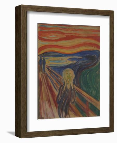 The Scream, by Edvard Munch, 1910, Norwegian Expressionist painting,-Edvard Munch-Framed Art Print