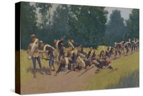 The Scream of Shrapnel at San Juan Hill, 1898-Frederic Remington-Stretched Canvas