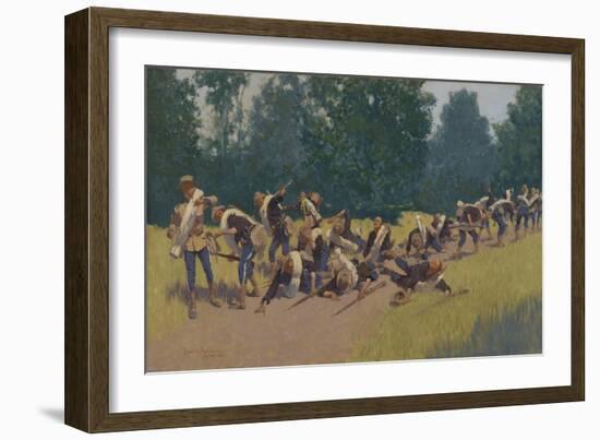 The Scream of Shrapnel at San Juan Hill, 1898-Frederic Remington-Framed Giclee Print