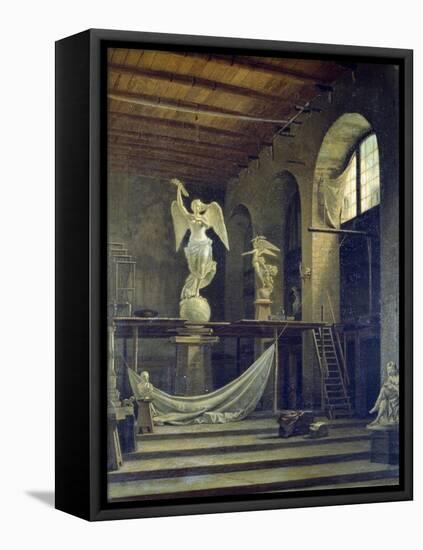 The Sculptor Caggiano's Studio with Statue of Victory-Francesco del Cossa-Framed Stretched Canvas