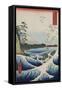 The Sea at Satta in Suruga Province-Ando Hiroshige-Framed Stretched Canvas