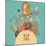 The Sea Bright Cartoon with Mermaid, Octopus, Fishes, Crab and Sea Horse near Coral-smilewithjul-Mounted Premium Giclee Print