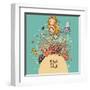 The Sea Bright Cartoon with Mermaid, Octopus, Fishes, Crab and Sea Horse near Coral-smilewithjul-Framed Art Print