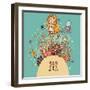 The Sea Bright Cartoon with Mermaid, Octopus, Fishes, Crab and Sea Horse near Coral-smilewithjul-Framed Art Print