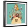 The Sea Bright Cartoon with Mermaid, Octopus, Fishes, Crab and Sea Horse near Coral-smilewithjul-Framed Art Print